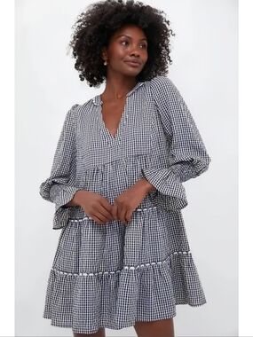 NWT Tuckernuck Pomander Place Gingham Navy Cream Kenzo Dress, XL